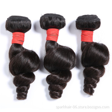 SPARK 8a 100g 8-40 Inch Non-Remy Cheap Human Hair Weaving Bundle for Black Women Extension Weft Black Loose Wave